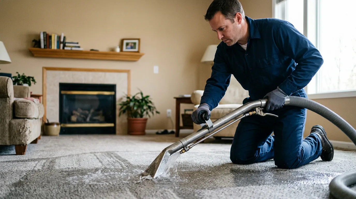 Water damage restoration technician working near Portland, NY